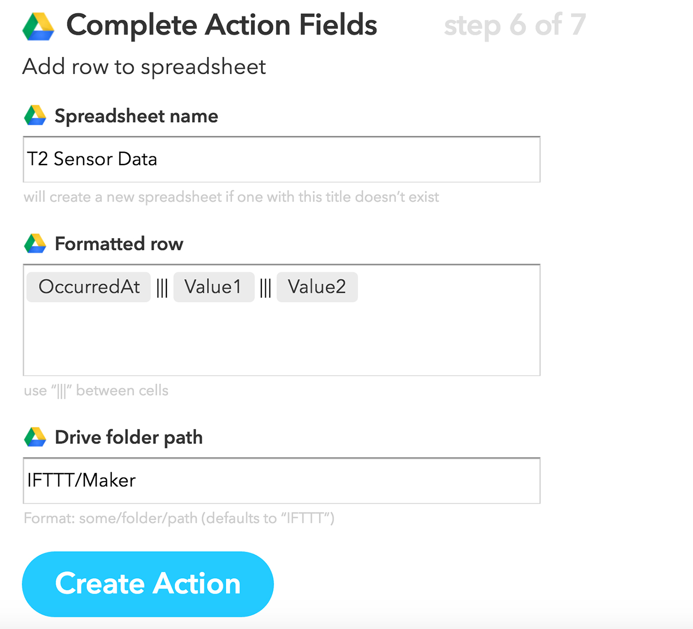complete action fields