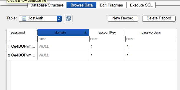 Database data pulled from Android Device