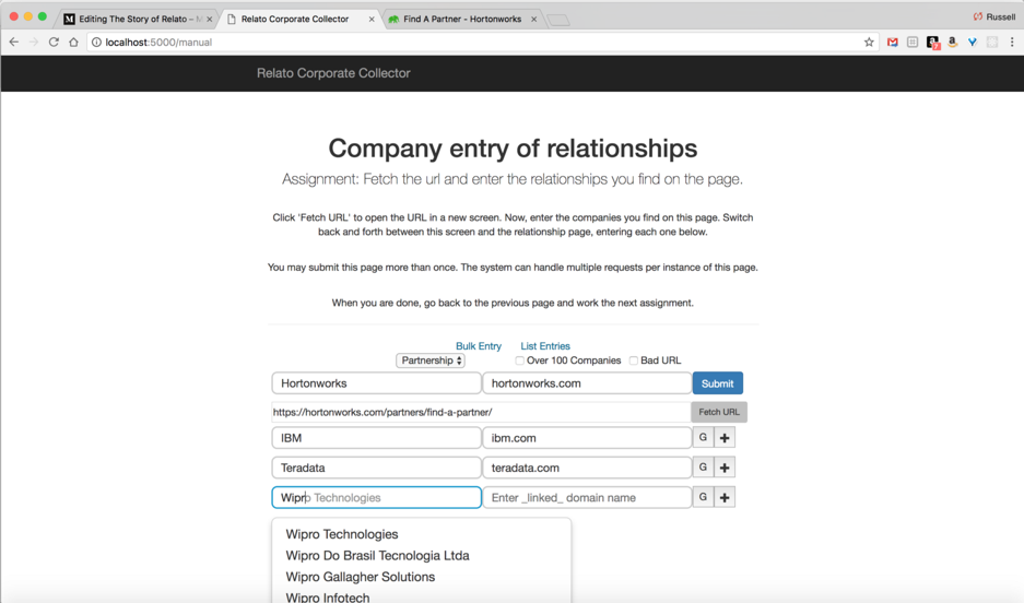 The Relato data collection system