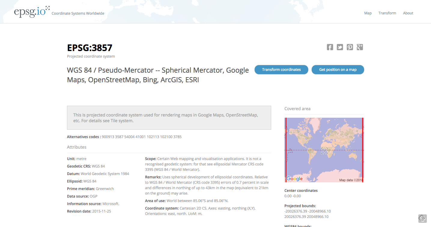 Search result for EPSG 3857