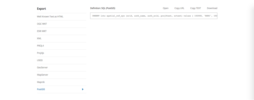 “ESRI:102008” export result