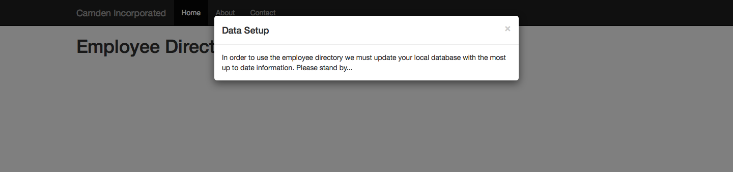 A message is displayed while the application is setting up