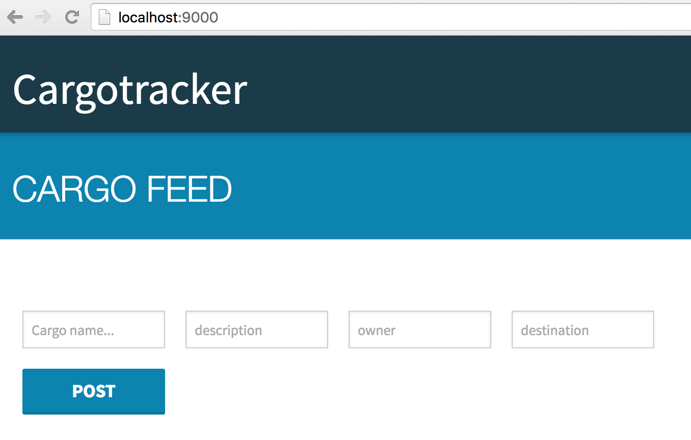 Cargo tracker Start Screen