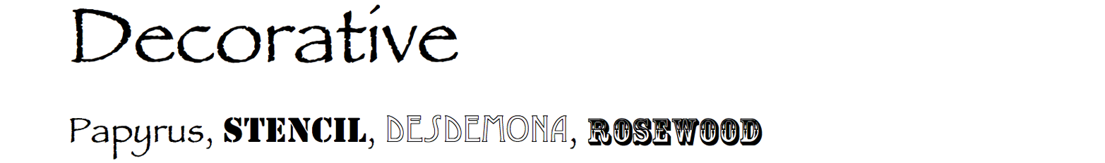 Decorative typefaces