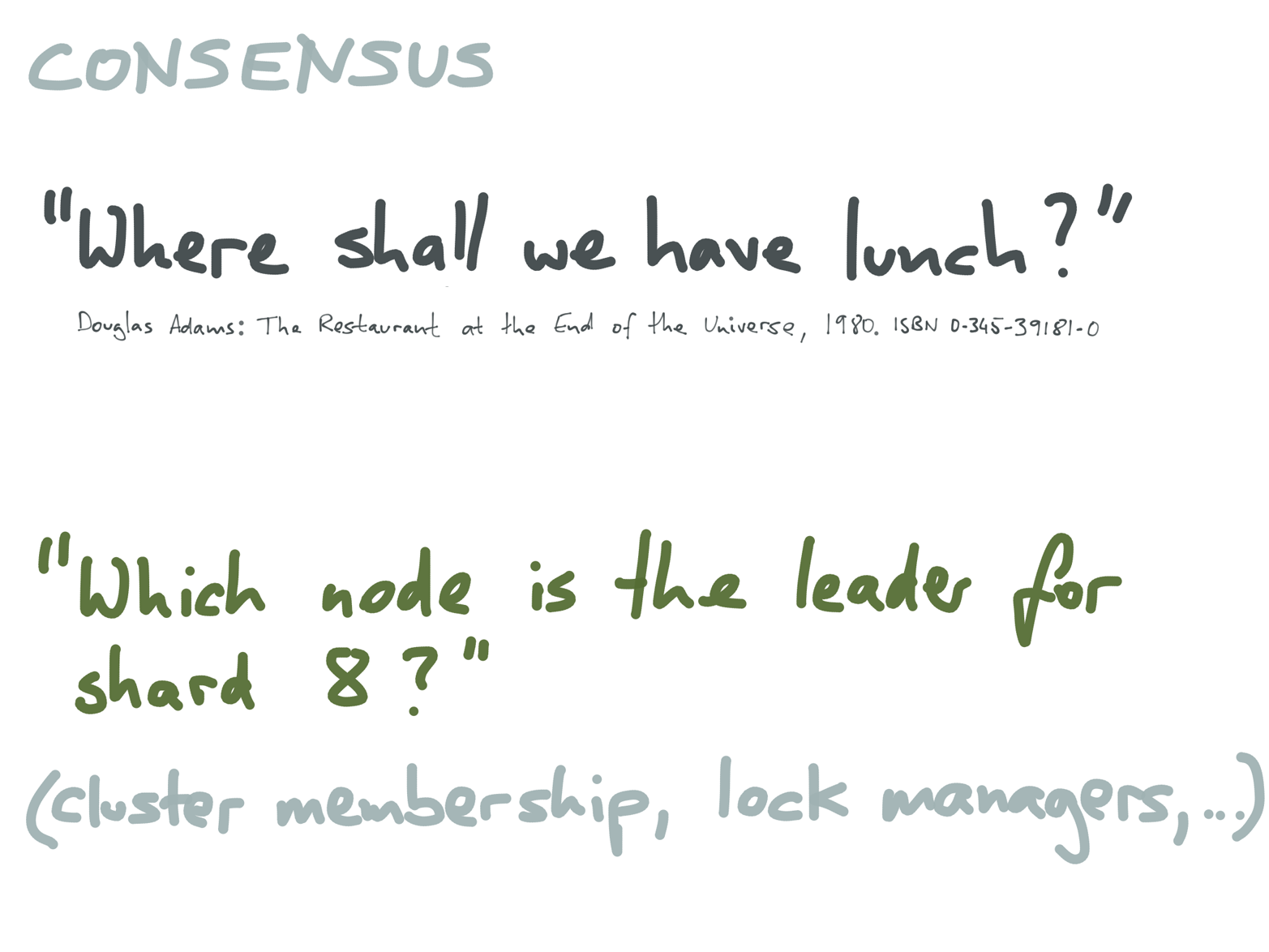 Consensus is useful if you don’t want to stay hungry, and don’t want to lose data.