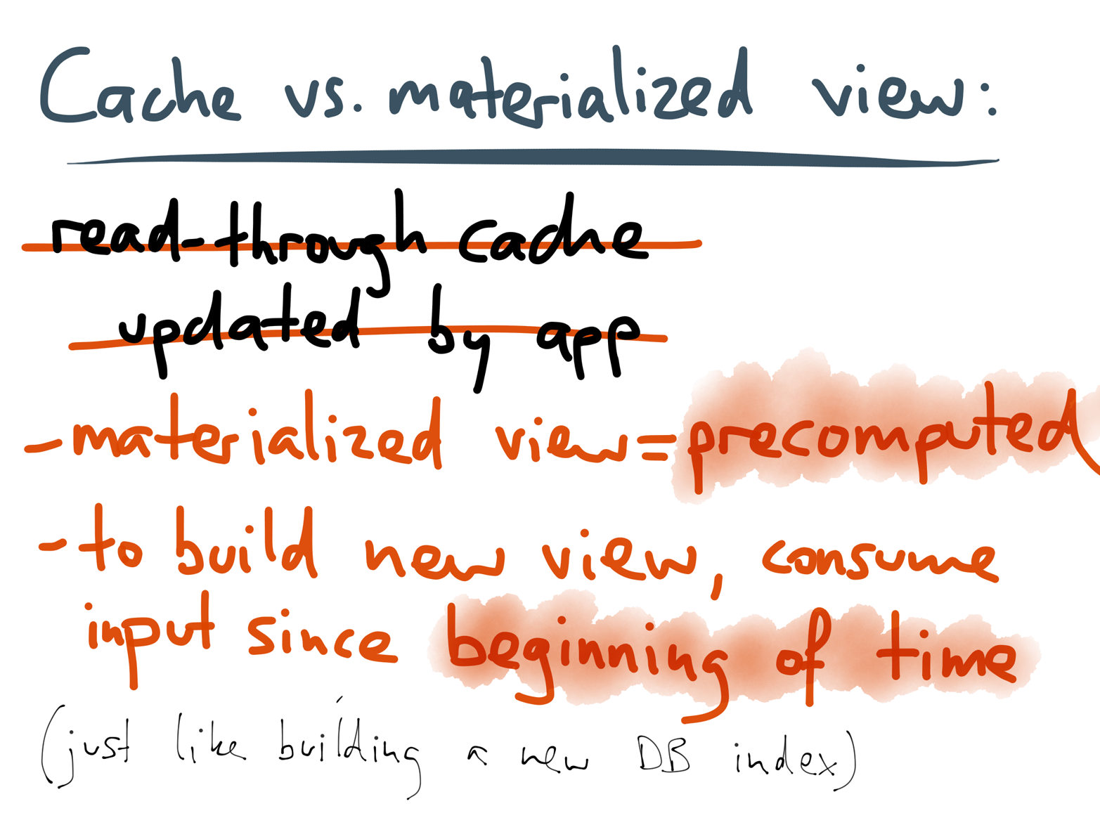 Advantages of a materialized view over an application-managed read-through cache.