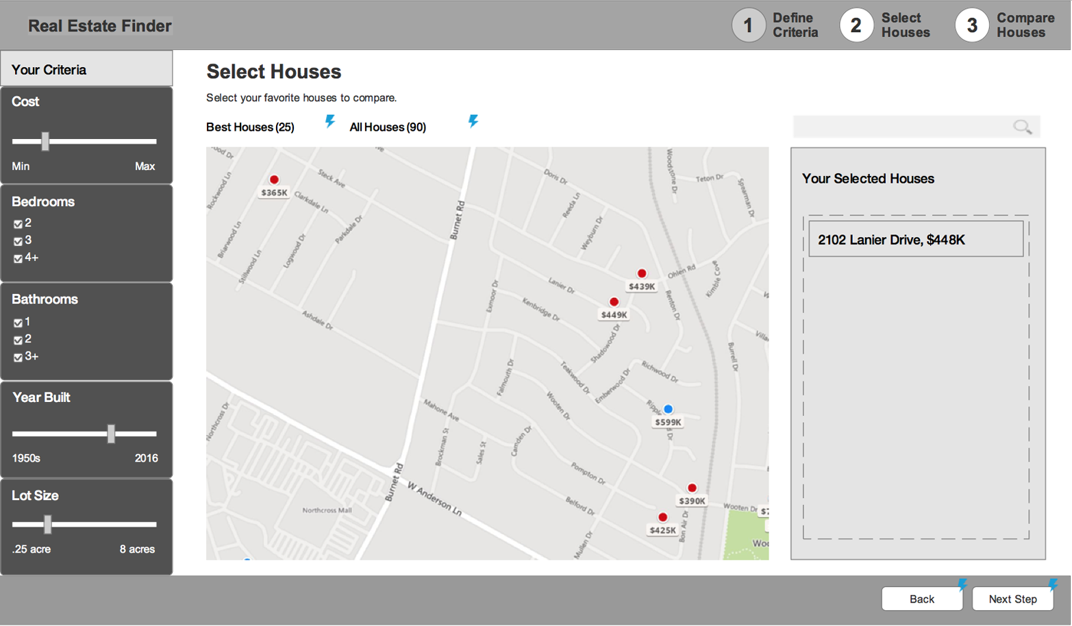 Mid-fidelity prototypes test interactions, and start to look more like the final product