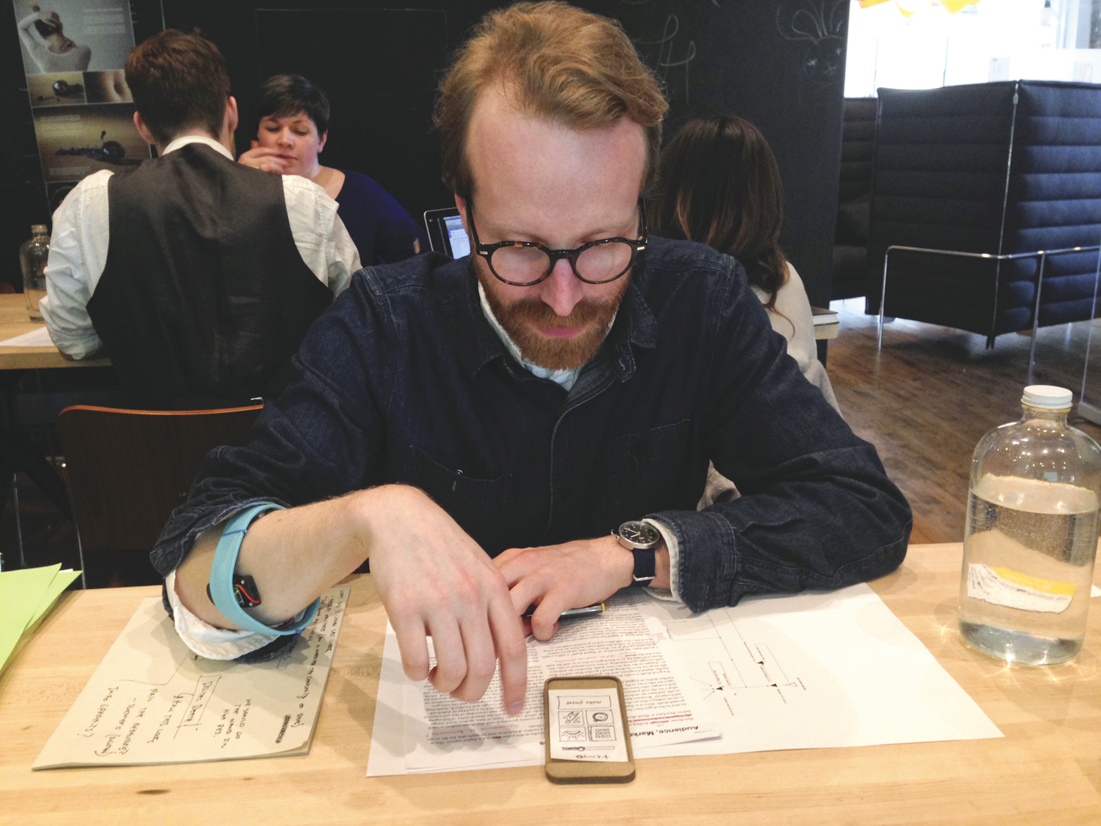 The third prototype tested longer-term wearability and user interaction with a low-fidelity app sketch