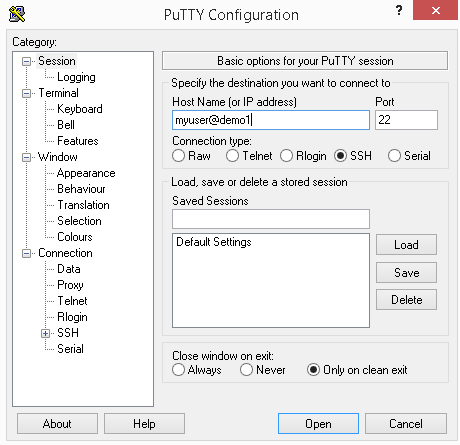 PuTTY prompt